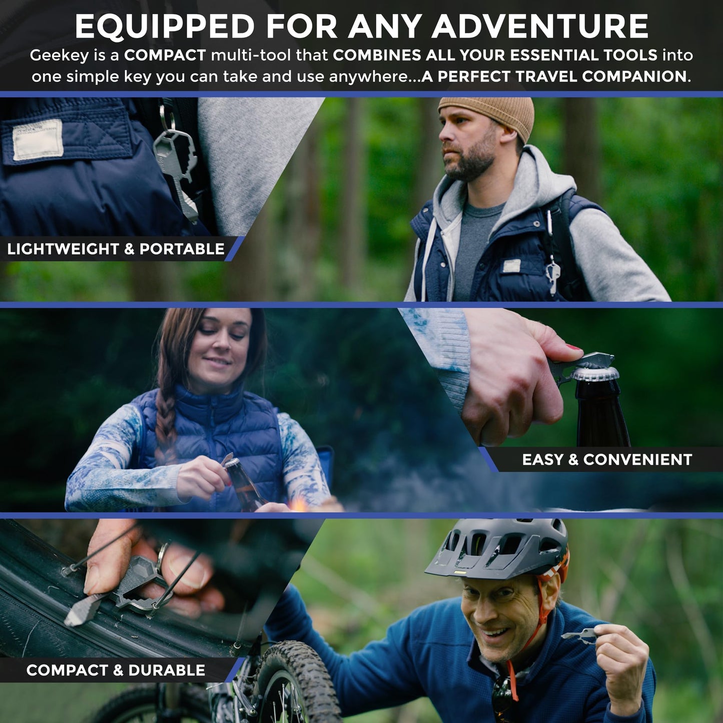 Geekey Keychain Multitool – EDC Tool with 16+ Functions | Small Bottle Opener keychain with Screwdriver, Wrench, and Box Cutter for Travel, Outdoor, and Everyday Use – TSA Safe