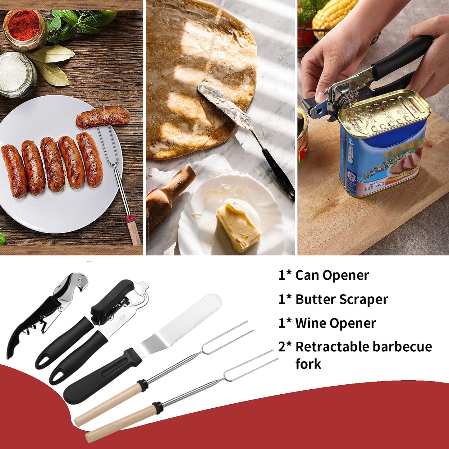 Portable Camping Kitchen Utensil Set-27 Piece Cookware Kit, Stainless Steel Outdoor Cooking and Grilling Utensil Organizer Travel Set Perfect for Travel, Picnics, RVs, Camping, BBQs, Parties and More