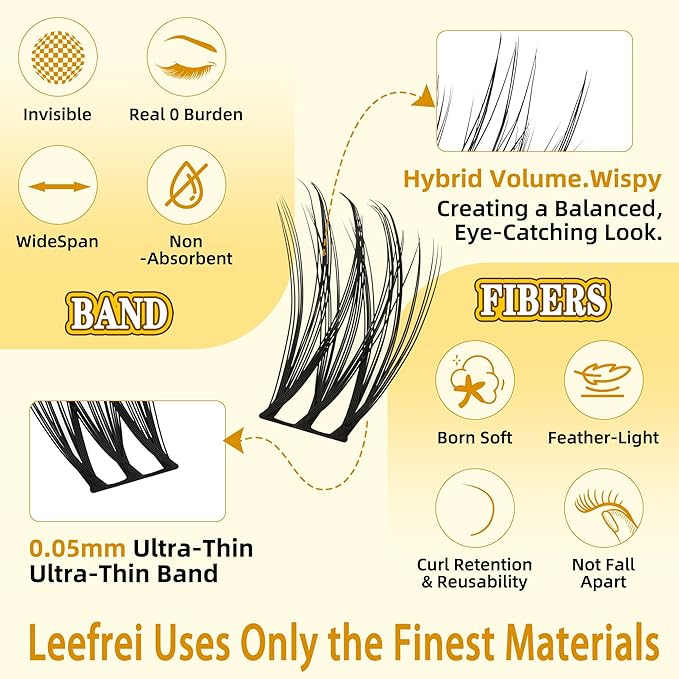 Eyelash Clusters 10-18mm Lash Clusters Wispy Kit D Curl DIY Cluster Lash Extension Kit Individual Lashes Kit With Bond & Seal, Glue Remover, Tweezers(LF04 Lashes Set)