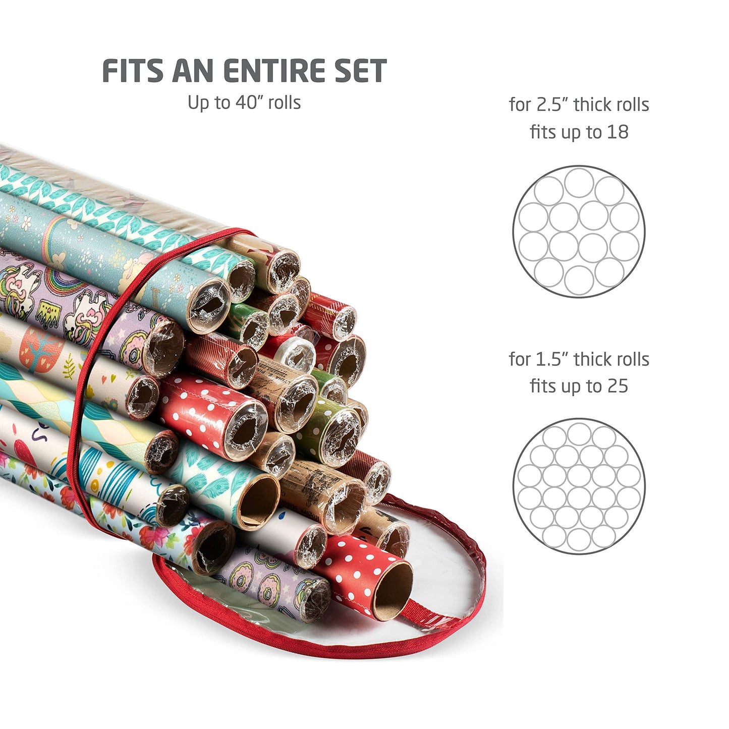 ZOBER Wrapping Paper Storage Containers - 40 Inch Gift Wrapping Organizer Storage - Fits 25 Standard Rolls of Wrapping Paper - Waterproof