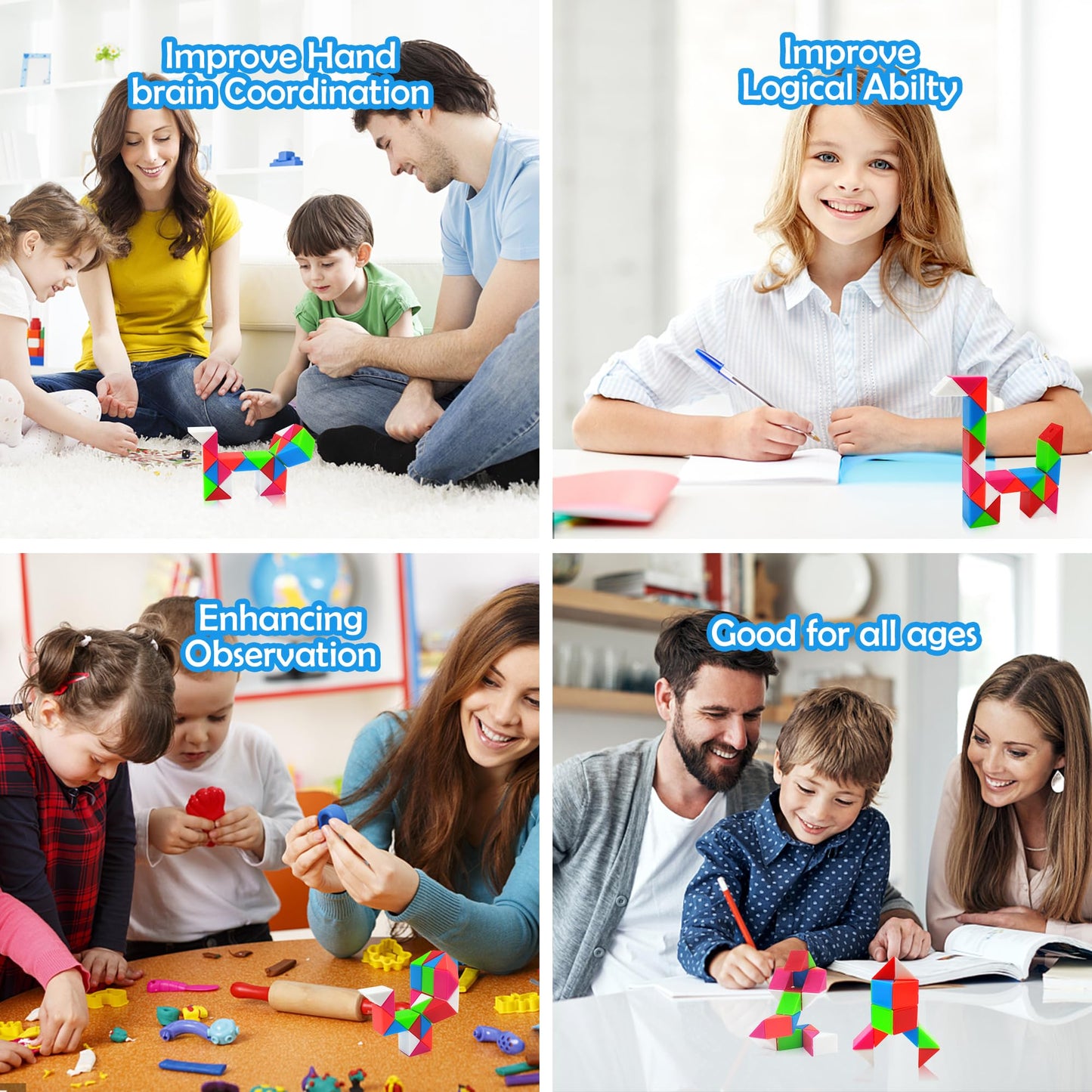 Aubrogo Party Favors -30Pcs Fidgets Snake Cube Puzzles Toy for Goodie Bags, Boys Stocking Stuffers, Bulk Fidgets Toy Treasure Box Classroom Prize Birthday Back to School Students Gifts