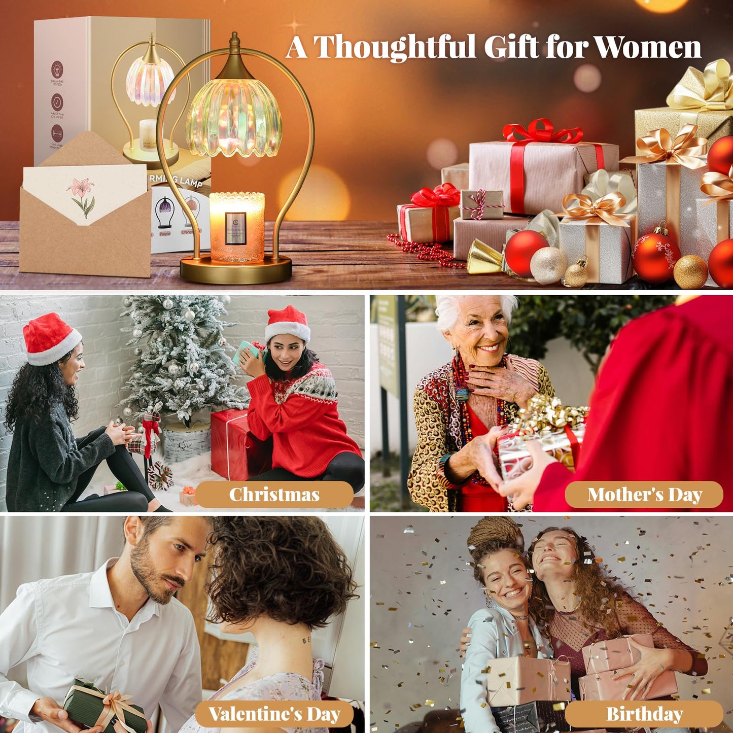 GOODBUY Candle Warmer Lamp with Timer: Dimmable Scented Candle Warmer Aromatherapy Lamp for Home Decor, Mothers Day Gifts for Mom, Ideal Housewarming Birthday Wax Warmer Light Gift, Includes 2 Bulbs