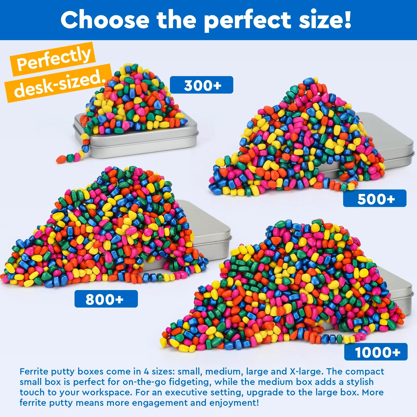 DYRDM 1000+ Original Ferrite Putty Multicolo, Fidget Toy Ferrite Stones for Stress Relief, Sensory Toy for Adults & Teens 14+, Holiday Stocking Stuffer, Ferrite Rocks Fidget Present for Office