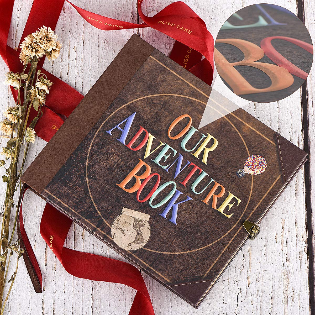 Our Adventure Book Travel Diary Photo Book,Scrapbook, Photo Album,Retro Style Travel Souvenir, Vintage Guestbook DIY Anniversary Wedding Travel Writing Baby Friend Gift, Heartfelt Present(Ball)