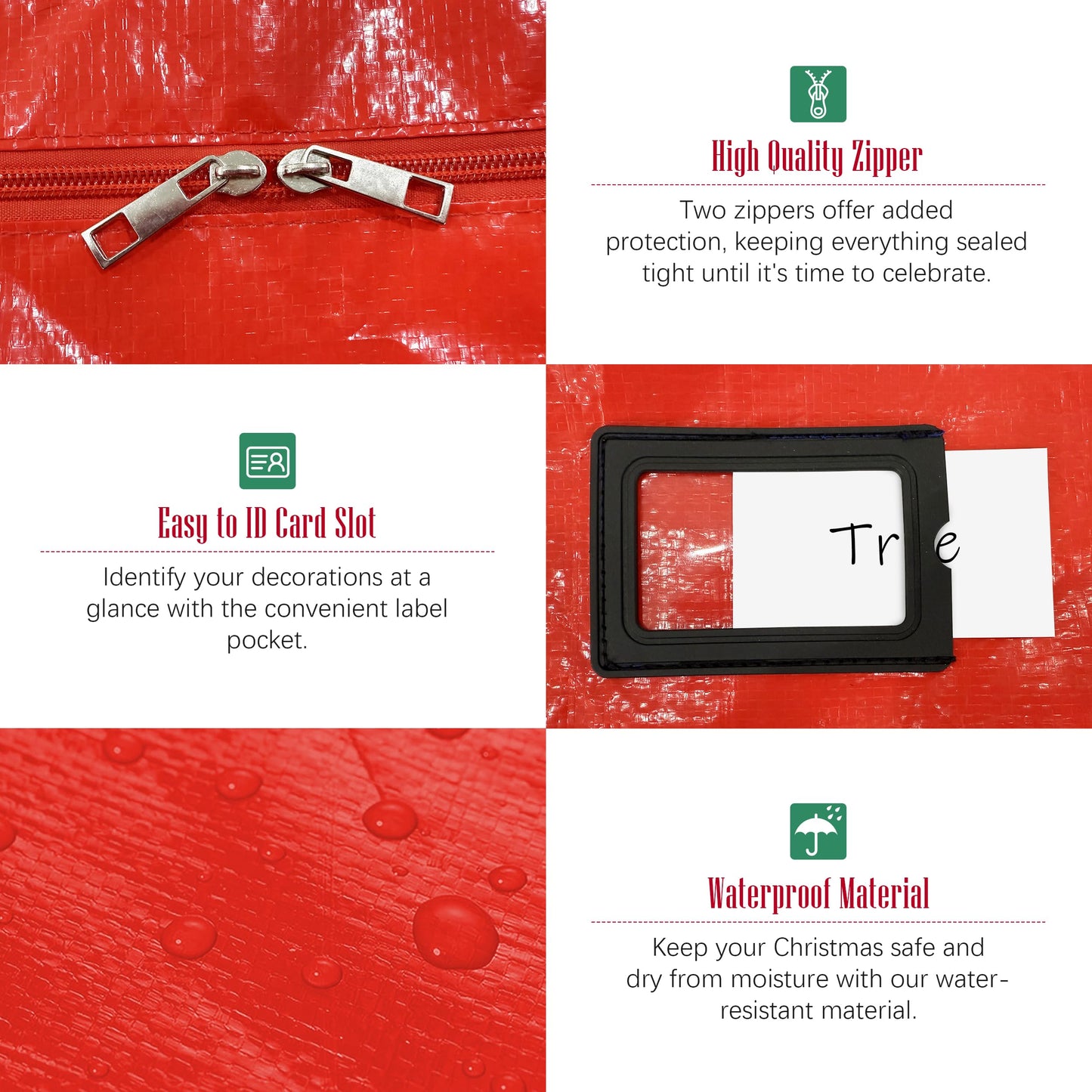 Cosy Family 7.5 ft Christmas Tree Storage Bag - Durable Heavy Duty Extra Large Artificial Xmas Holiday Tree Bag with Reinforced Handles and Dual Zippers Wide Opening - Red