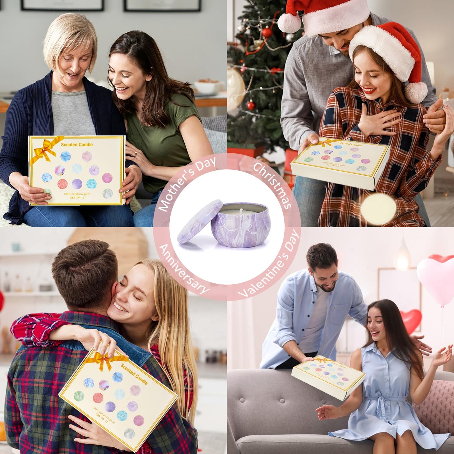 Scented Candles Gift Set,12 Pack Candles for Home Scented, 300 Hour Long Lasting Soy Wax Aromatherapy Candle Set, Birthday Gifts for Women with Gift Box