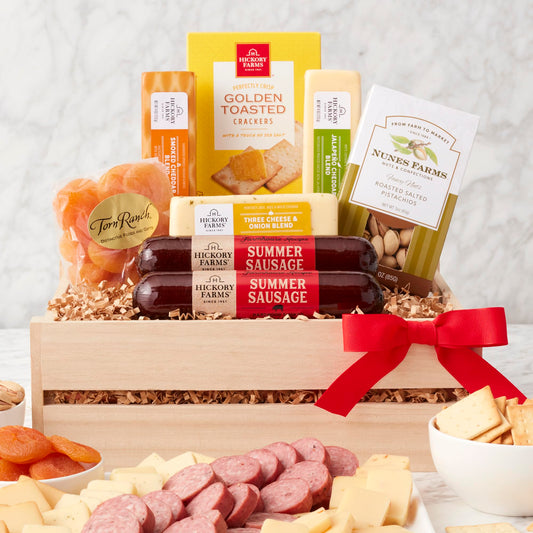 California Delicious Meat and Cheese Gift Crate, 7 Piece Set