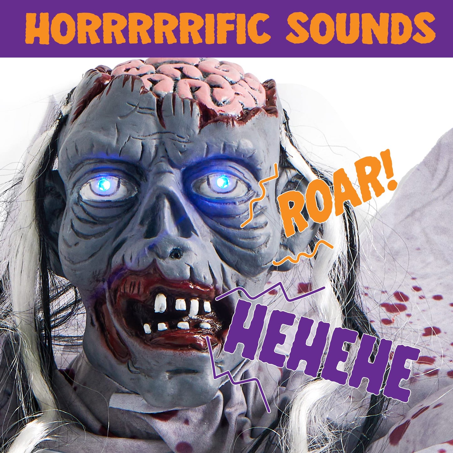 JOYIN Halloween Decoration Outdoor Zombie Groundbreaker, Halloween Groundbreaker with Light-Up Eyes and Creepy Sound, Scary Zombie Prop for Graveyard Haunted House Lawn Yard Outside Decor