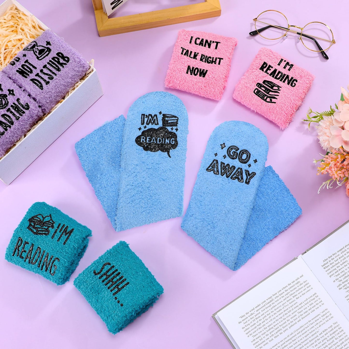 Geyoga Dog Mom Fuzzy Socks Christmas Funny Gifts Socks Stocking Stuffers for Book Dog Bake Lover
