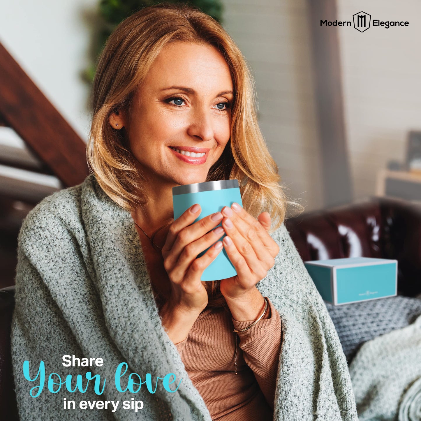 Tea Gifts for Women – Sampler Gift Basket with 15 Unique Blends, Honey Sticks, Stainless Tumbler & Gift-Ready Box (Teal)