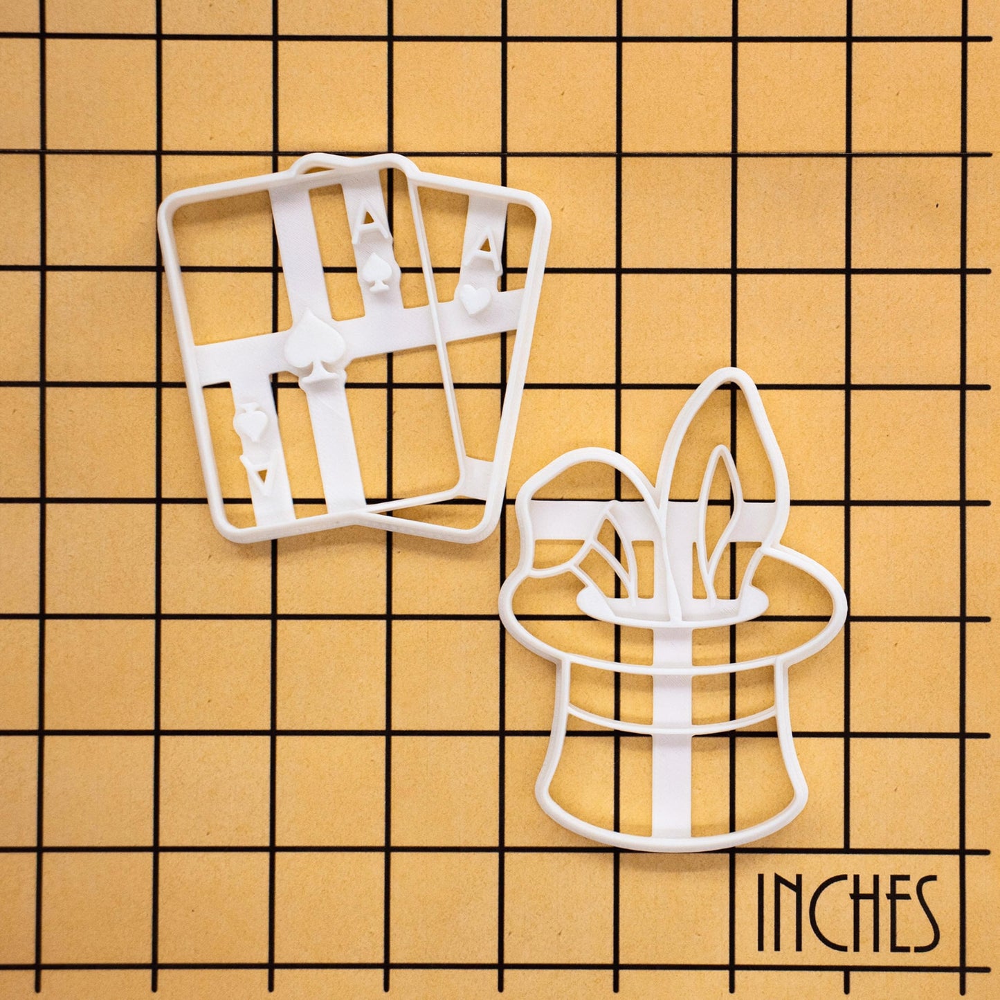 BAKERLOGY Set of 2 Magician themed Cookie Cutters (Designs: Double Ace and Rabbit in a Hat) - Bake Birthday Cookies, Detailed Biscuit Cutter Design for Baking and Crafts, ideal on fondant, dough, clay