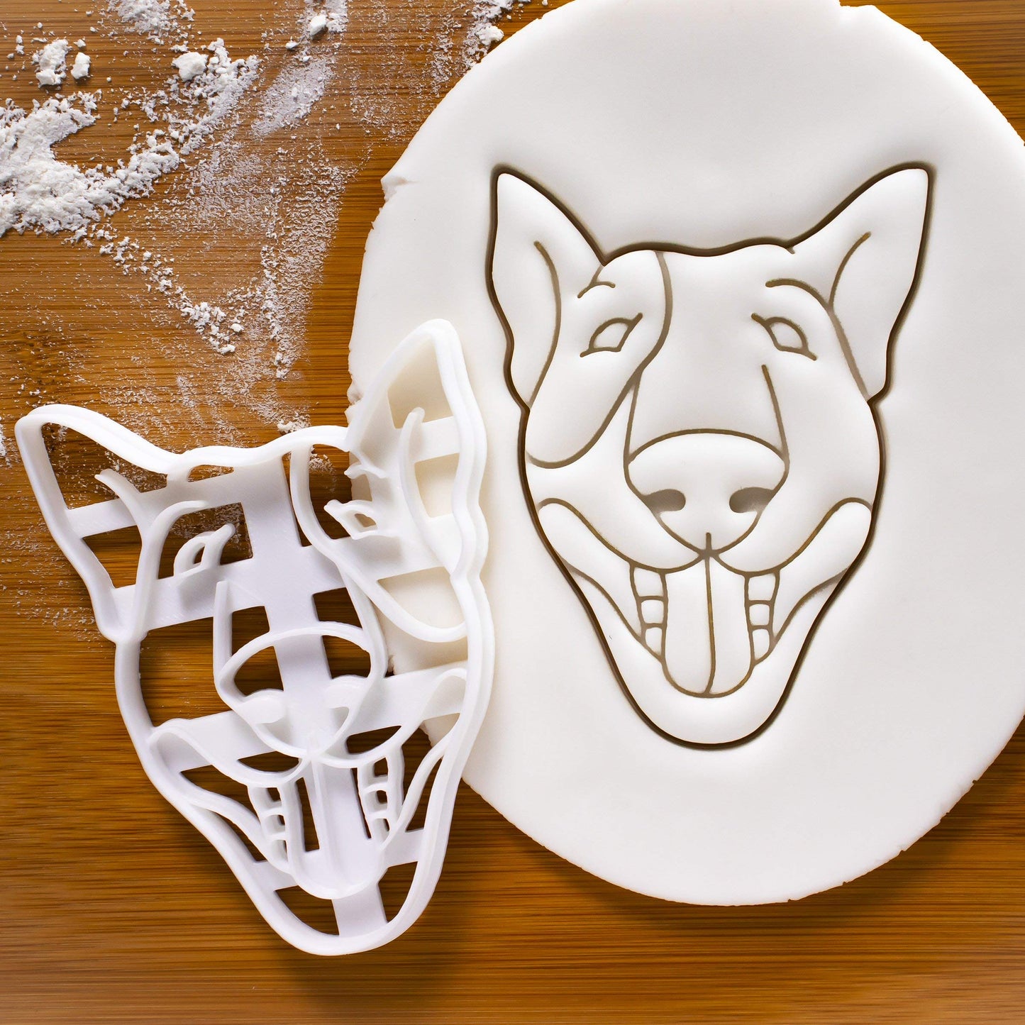 Set of 2 English Bull Terrier cookie cutters (Designs: English Bull Terrier Silhouette and English Bull Terrier Face), 2 pieces - Bakerlogy