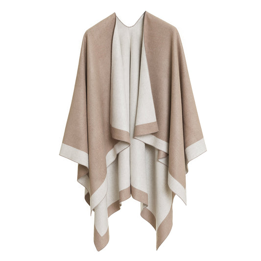 Women's Shawl Wrap Poncho Ruana Cape Cardigan Sweater Open Front for Travel Flight Cruises (PC01-15)