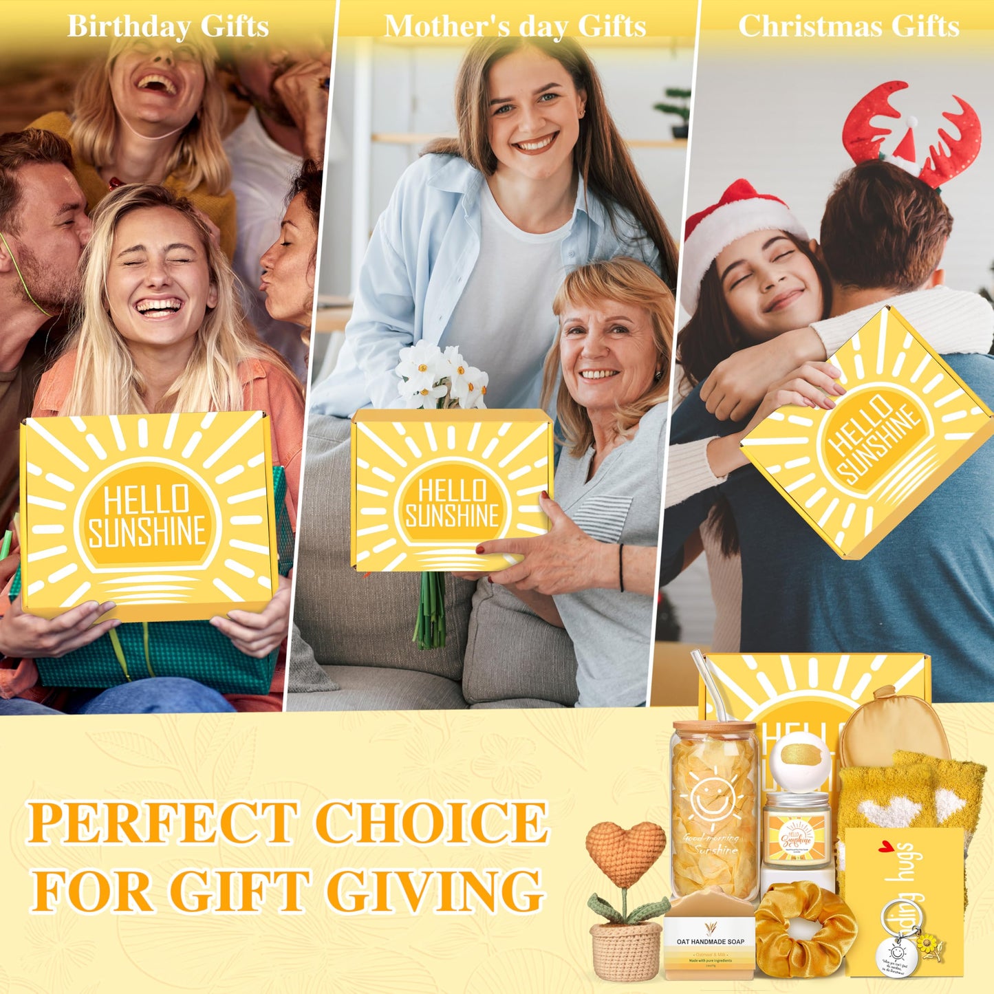 EIRNAY Gifts for Women, Unique Birthday Gifts for Women 11pcs Get Well Soon Sending Sunshine Gift Basket Cheer Up Box for Her, Best Friends,Mom,Sister, Wife Christmas Basket Gifts