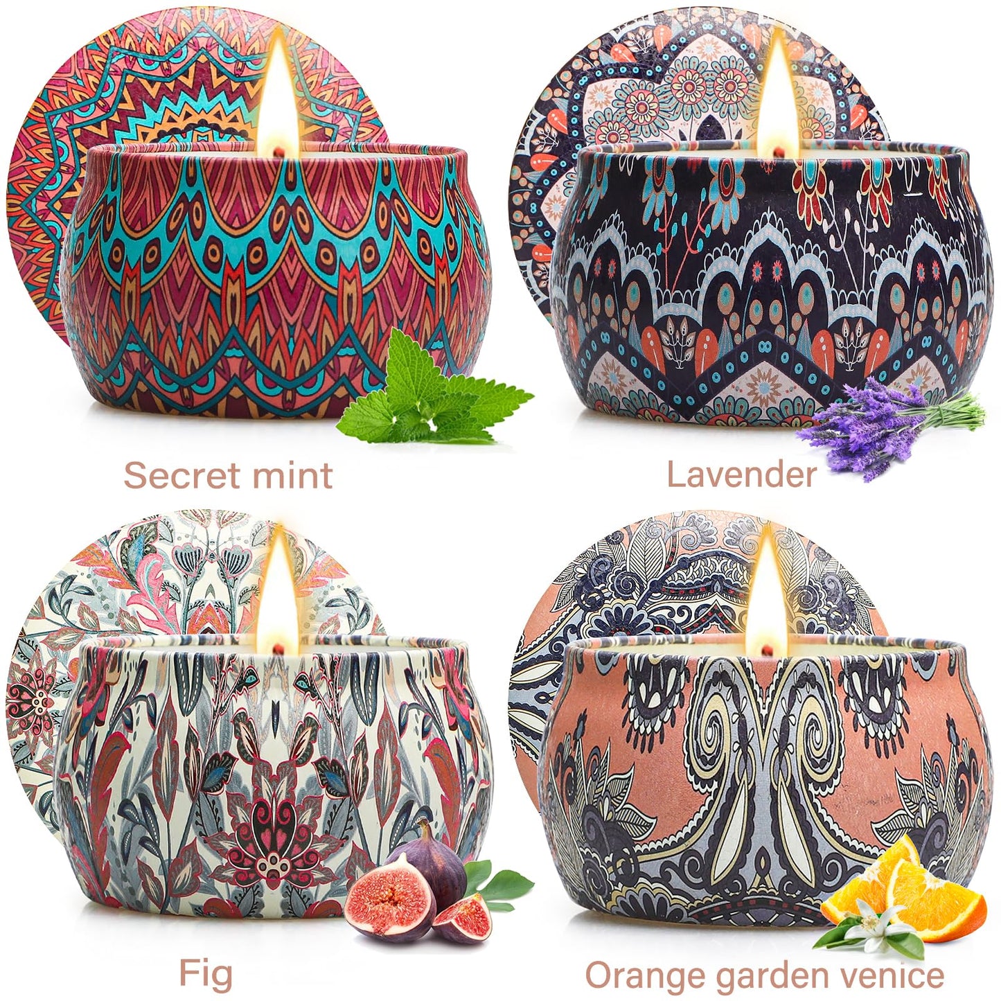 Scented Candles Gift Set, Candles Gifts for Women, 4 Pack 4.4 oz Aromatherapy Candles, Stocking Stuffers for Women, Stress Relief Gifts for Girlfriend, Teacher, Mom, Anniversary, Birthday, Christmas