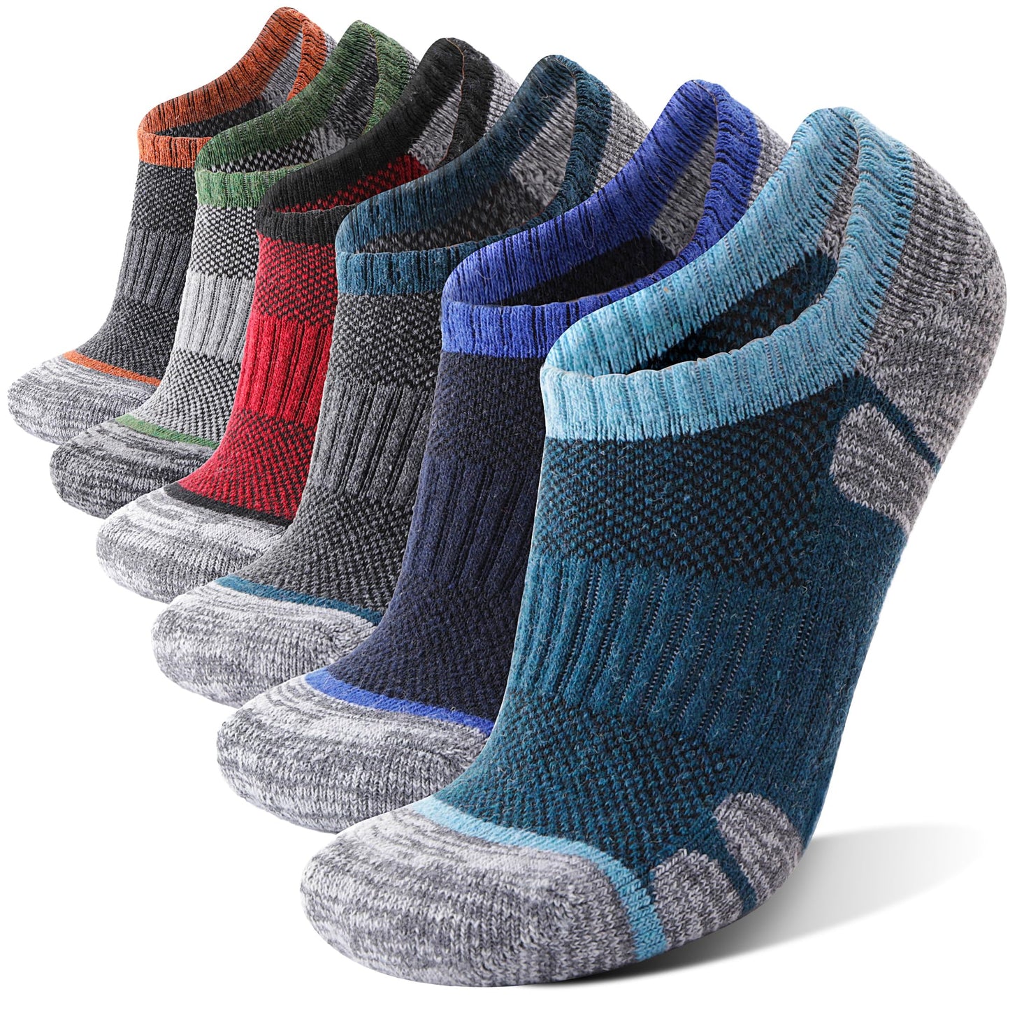 Merino Wool Hiking No Show Running Socks Thick Warm Low Cut Ankle Thermal Athletic Gift Socks for Women Men 6 Pairs Stocking Stuffers (Assorted,M)