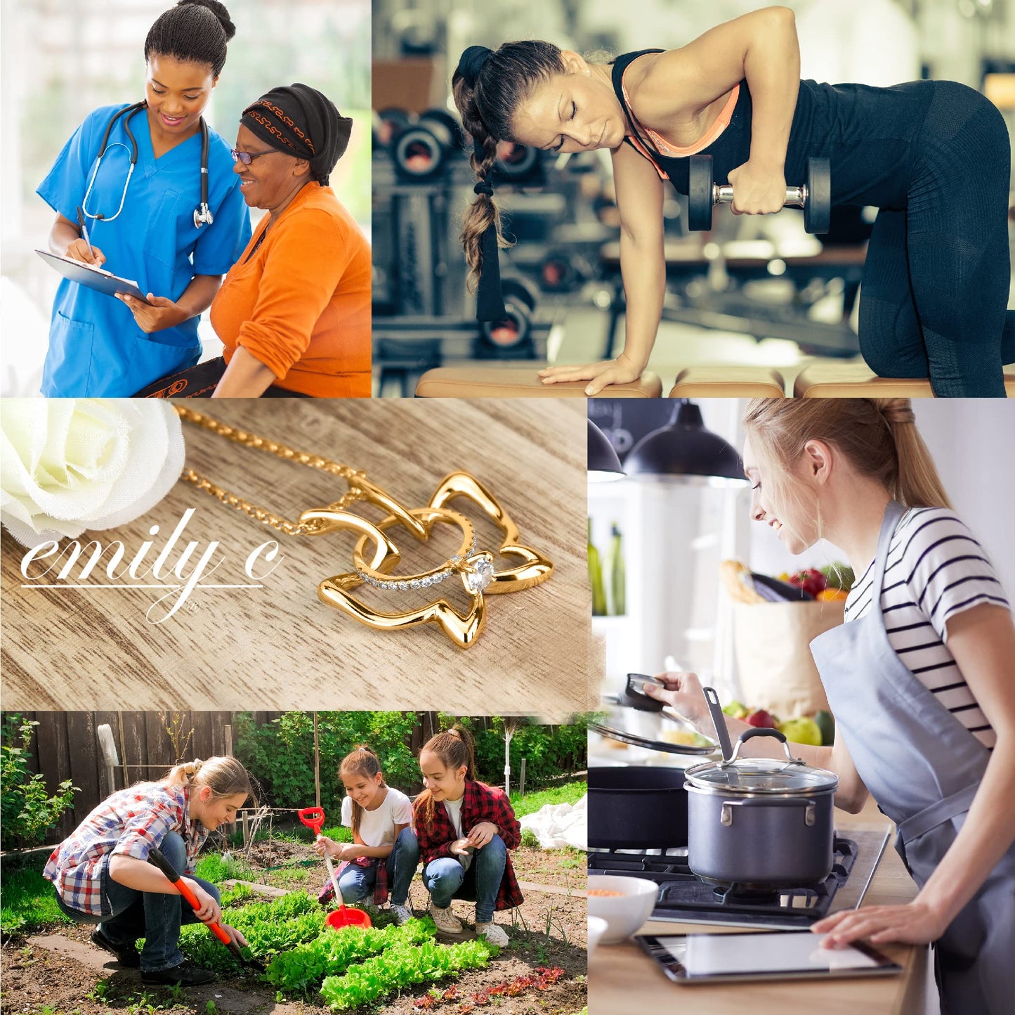 Emily C Ring Holder Necklace - Stainless Steel Necklace with Gold Finish - Engagement Gift for Doctors & Nurses - Gold Jewelry for Mom or Grandmother - Butterfly