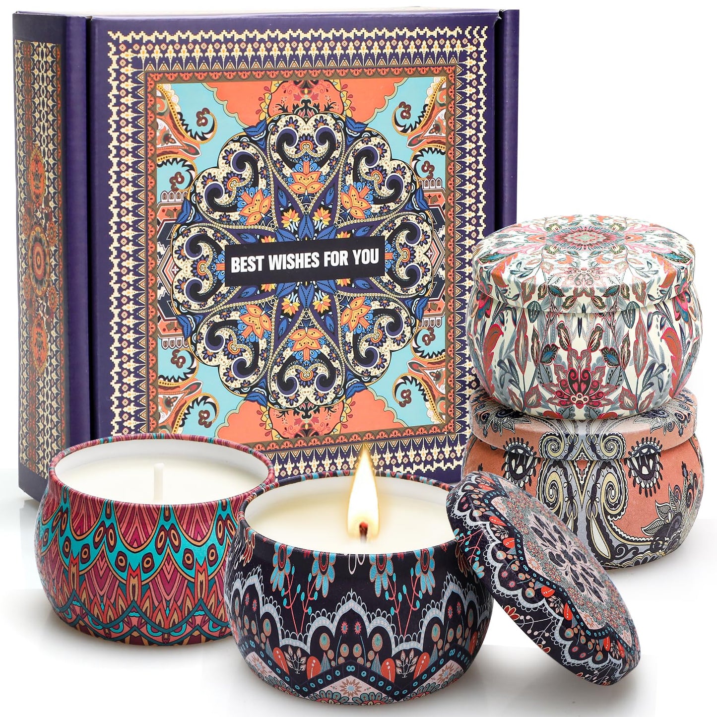 Scented Candles Gift Set, Candles Gifts for Women, 4 Pack 4.4 oz Aromatherapy Candles, Stocking Stuffers for Women, Stress Relief Gifts for Girlfriend, Teacher, Mom, Anniversary, Birthday, Christmas