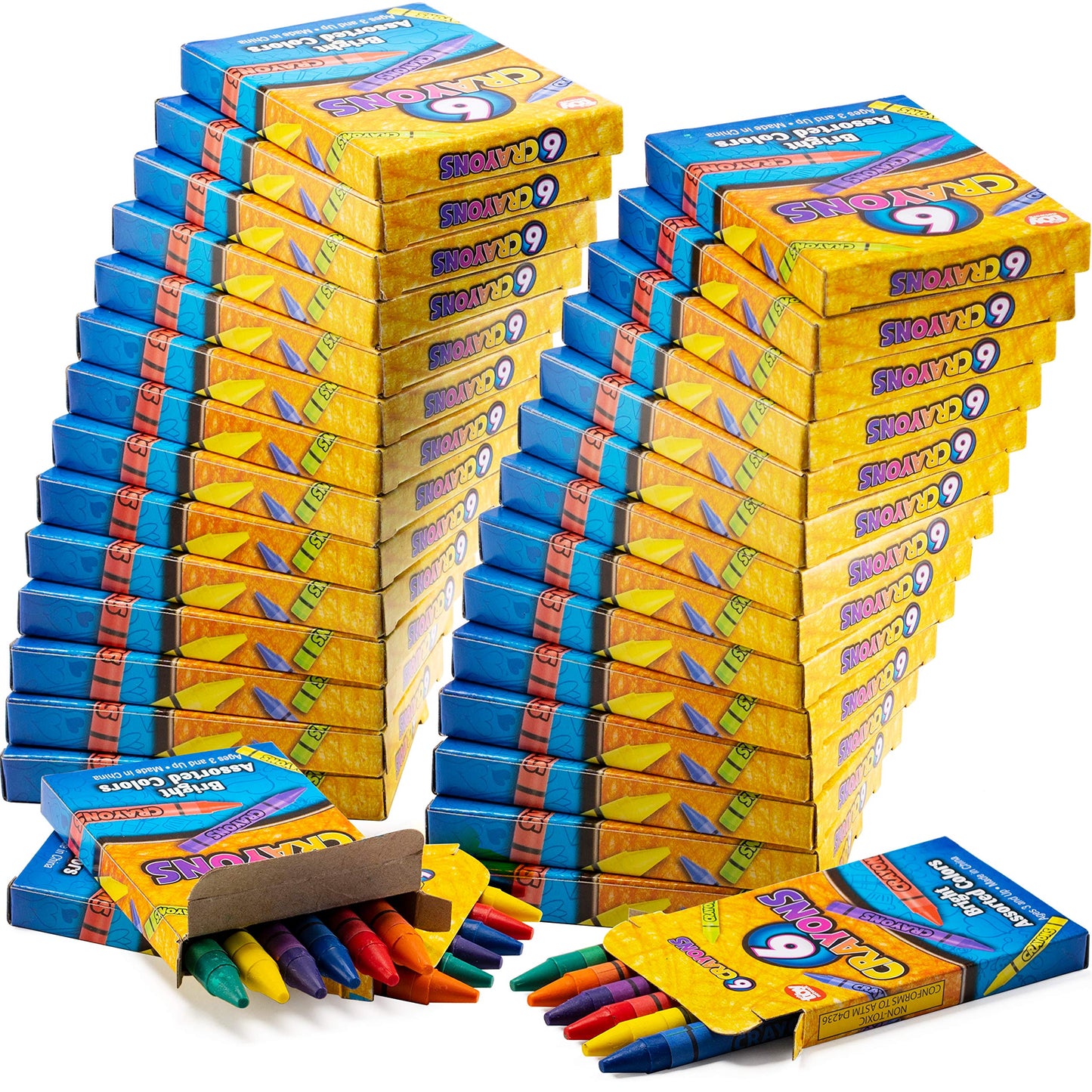 Bedwina Bulk Crayons - Case of 120, 6-Packs Total 720 Crayons Bulk School Supplies for Kids, Toddlers, Teachers, Restaurants & Classrooms, Nontoxic Travel, Party Favors, Goody Bags, Stocking Stuffers